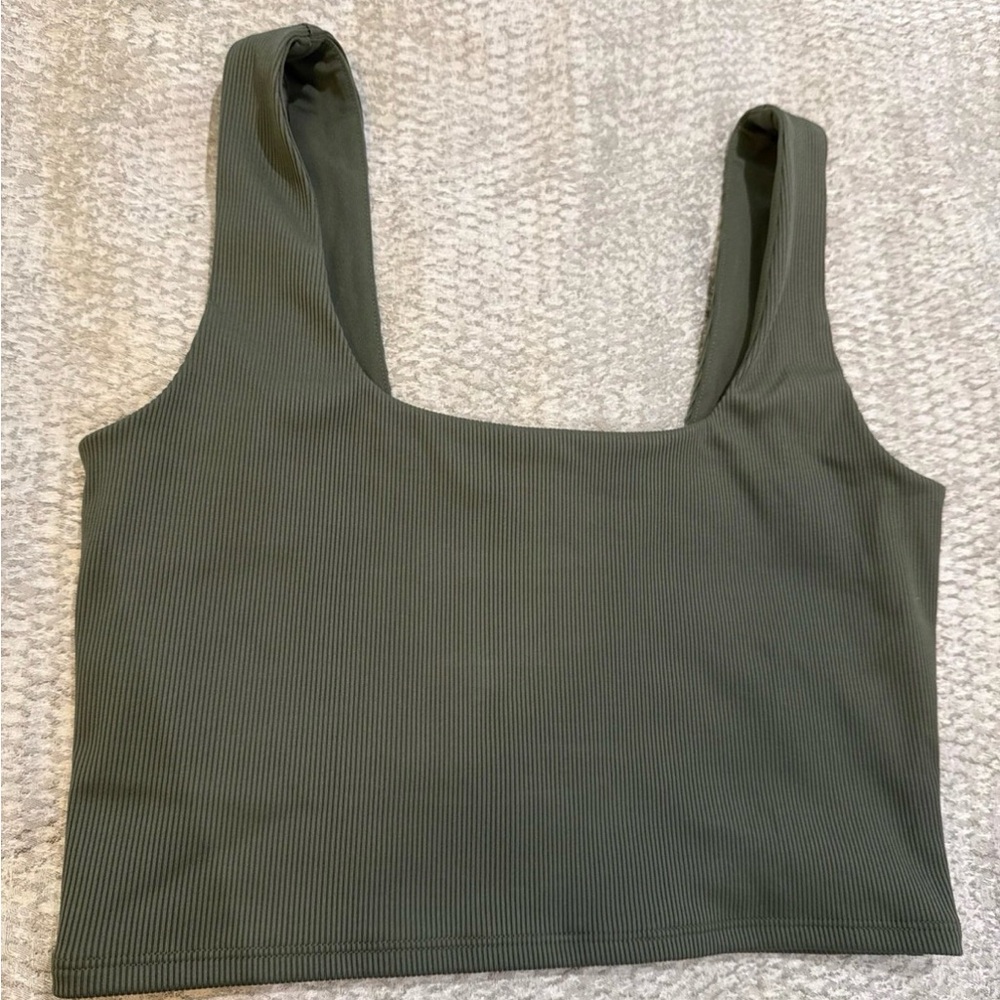 Express Olive Green Ribbed Crop Top